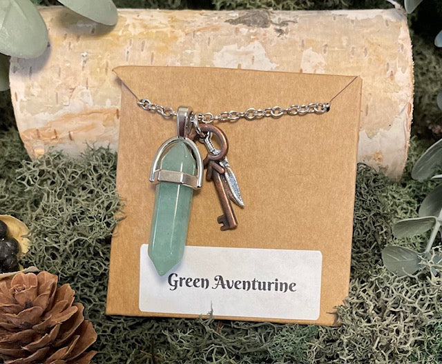 Crystal Pendant Necklace w/ Charms