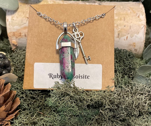 Crystal Pendant Necklace w/ Charms