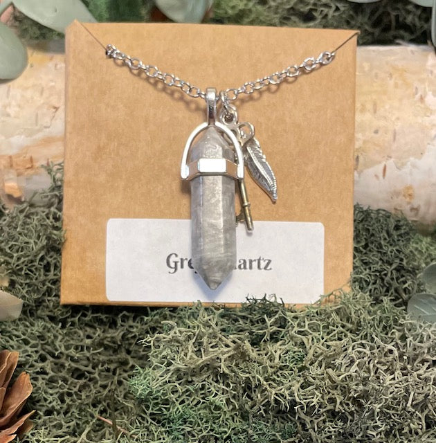 Crystal Pendant Necklace w/ Charms