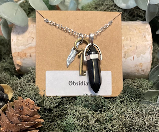 Crystal Pendant Necklace w/ Charms