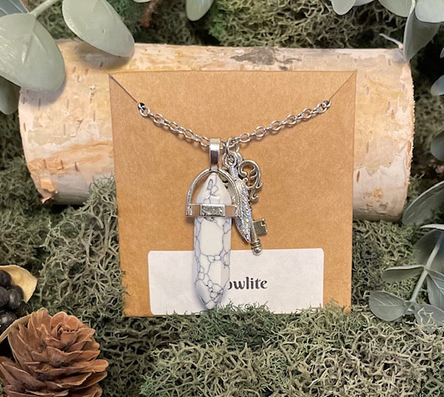 Crystal Pendant Necklace w/ Charms