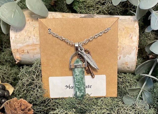 Crystal Pendant Necklace w/ Charms