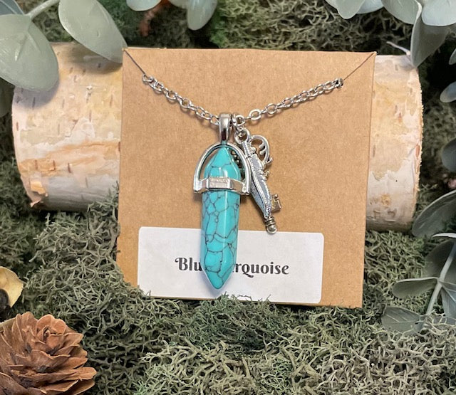 Crystal Pendant Necklace w/ Charms