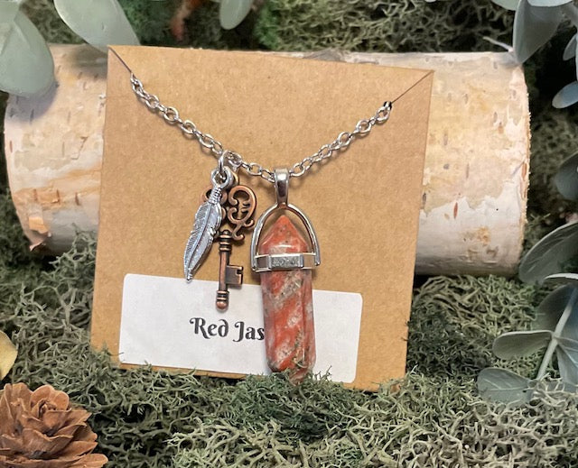 Crystal Pendant Necklace w/ Charms